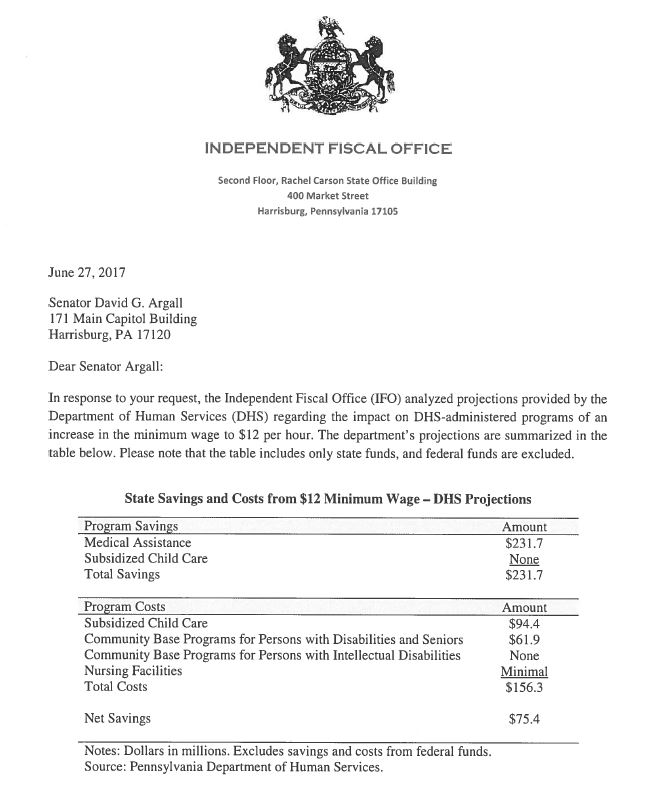 Release thumbnail - Savings and Costs of a $12/hour Minimum Wage on DHS-administered Programs - 2017-06-30